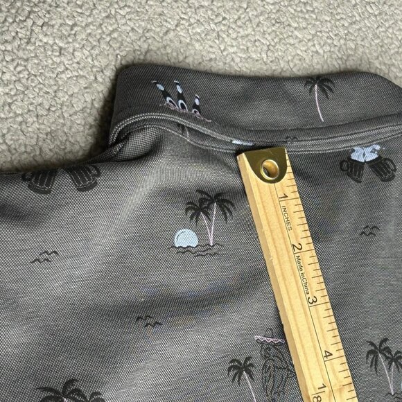 Travis Mathew Polo Shirt Mens Large Gray Priest Lake Golf Course Beer Palm Print - Picture 14 of 15